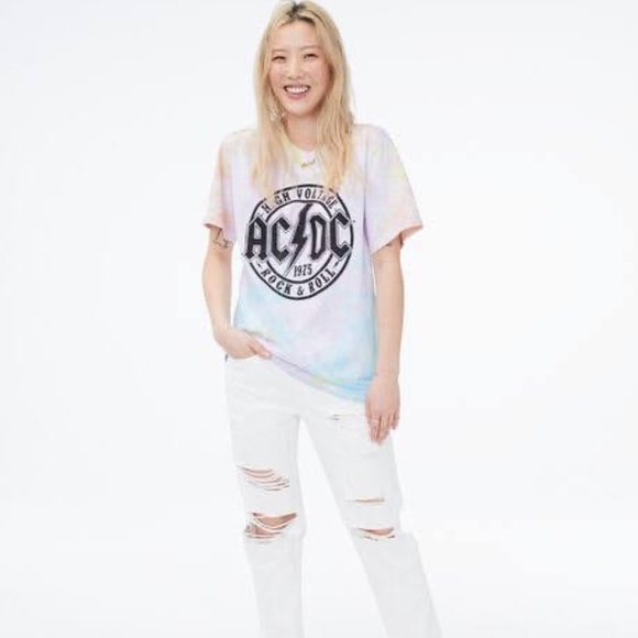band tee | Tops | Acdc Tie Dye Boyfriend Graphic Tshirt | Poshmark